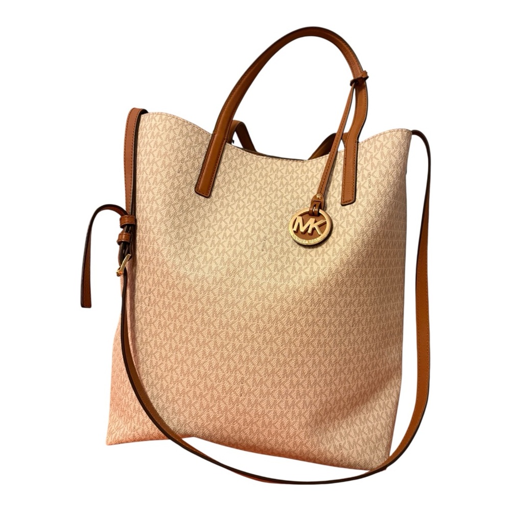 Michael Kors Hayley Logo Tan and Brown Tote Bag